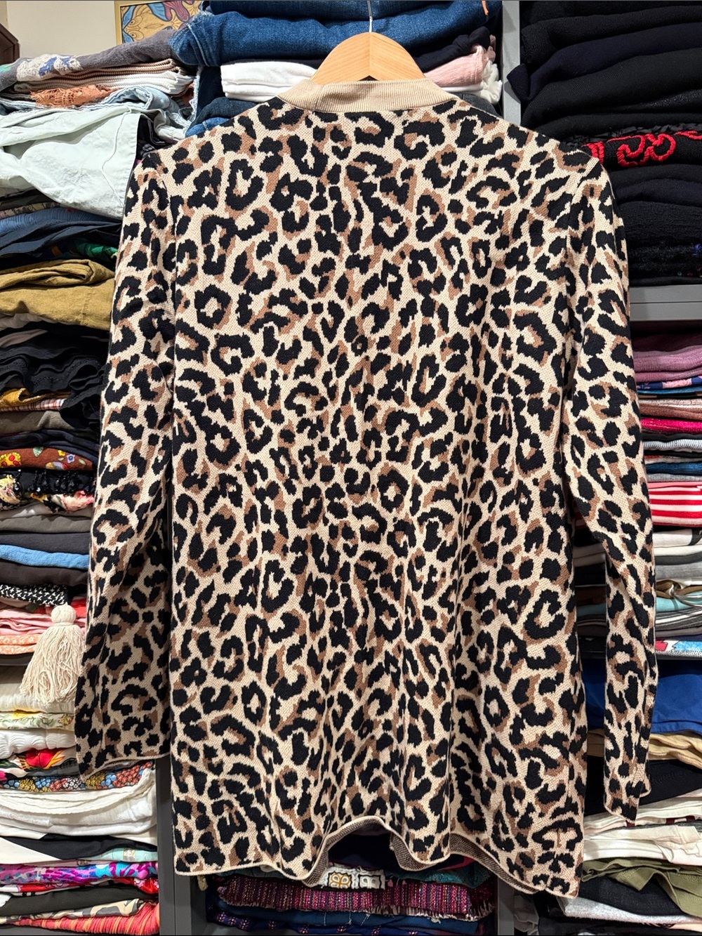 J. Crew Women's Leopard Open-Front cardigan - Picture 4 of 5